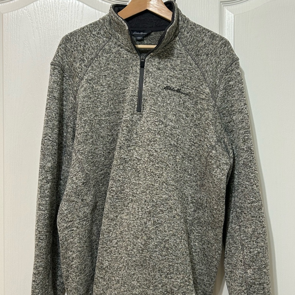 Eddie Bauer Men's Heathered Gray Zip-Up Sweater